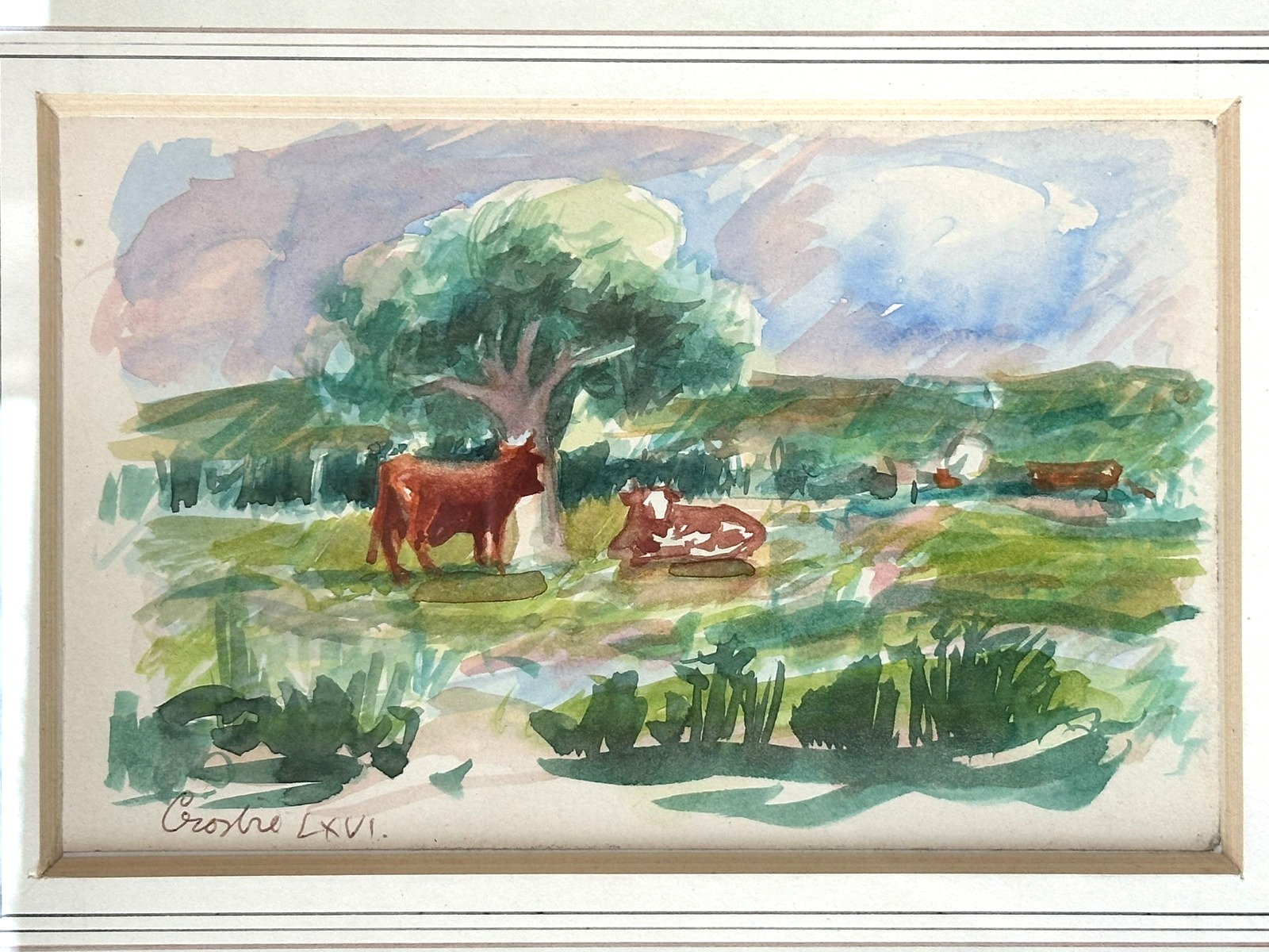 William Crosbie RSA ( Glasgow School ) Scottish Landscape Watercolour Cattle