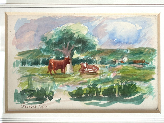 William Crosbie RSA ( Glasgow School ) Scottish Landscape Watercolour Cattle