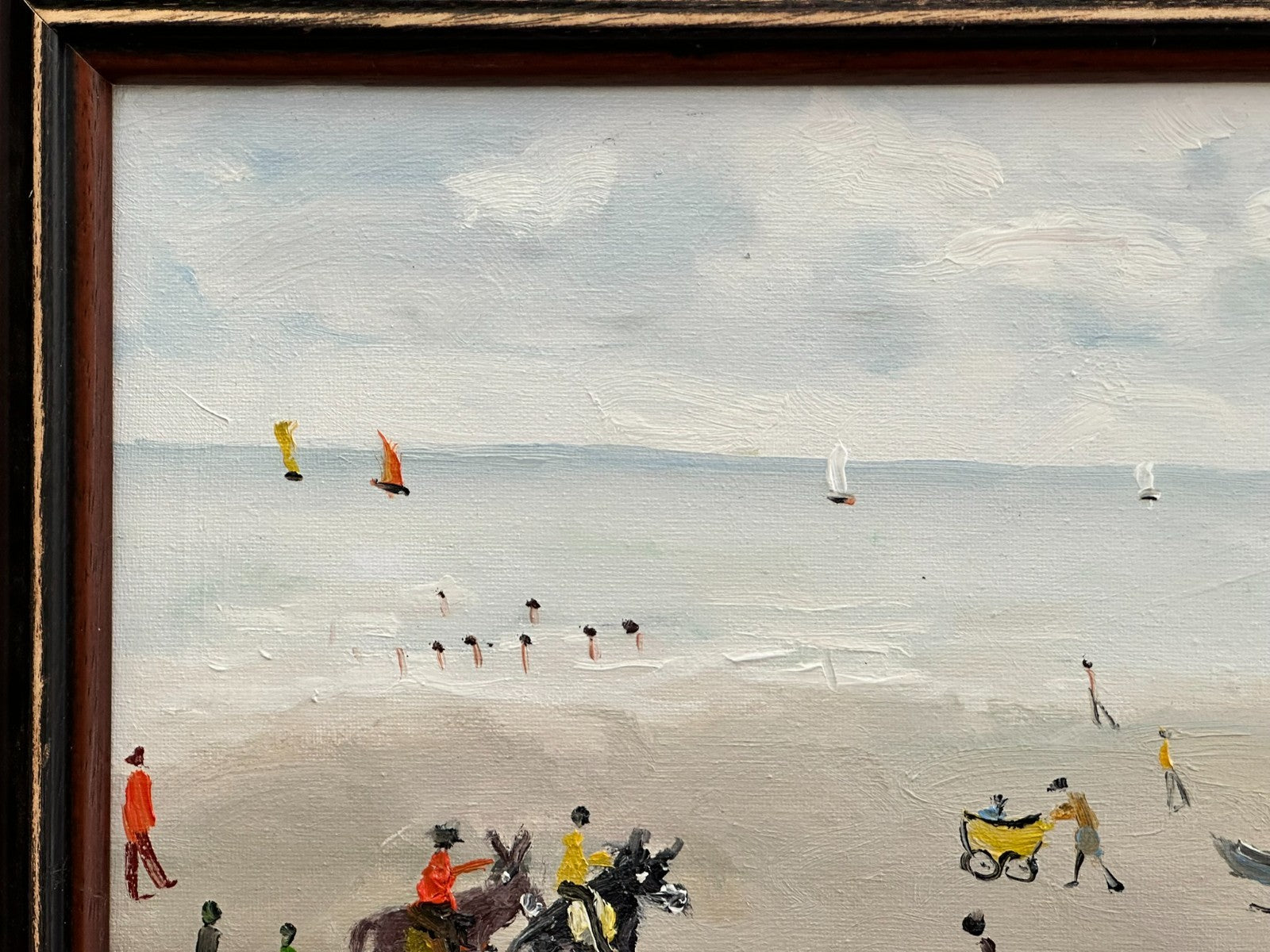 John Goodlad - Lowry Style Beach Scene - Original Northern Art Oil on Canvas