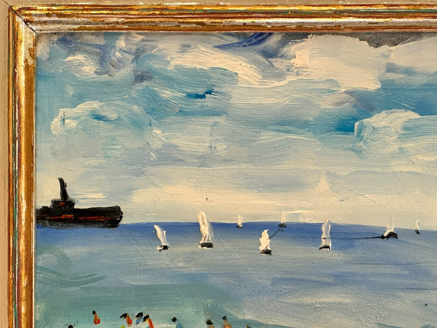 John Goodlad - Lowry Style Coastal Scene - Original Oil on Canvas Northern Art