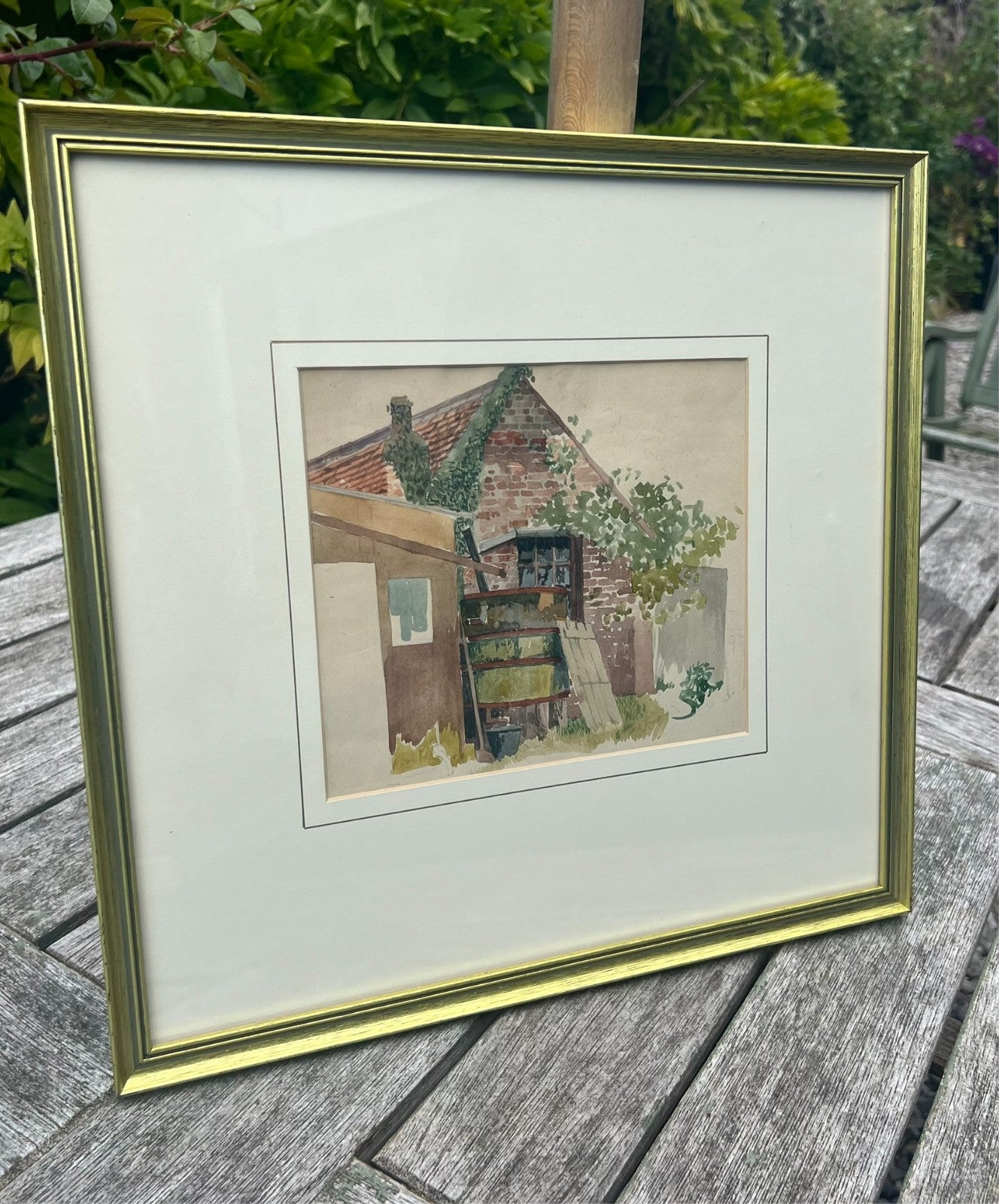 Harry Bush ROI Suburban Garden Scene London Watercolour Framed
