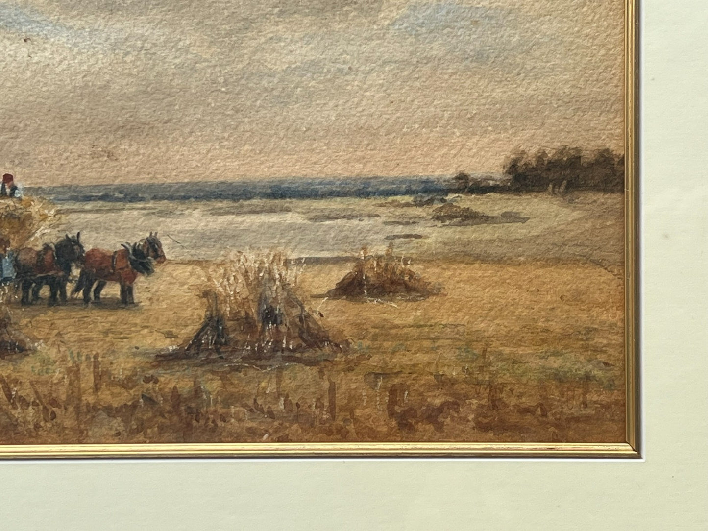Original Harvest Scene Watercolour with RWS Stamp Manner of Henry John Kinnaird