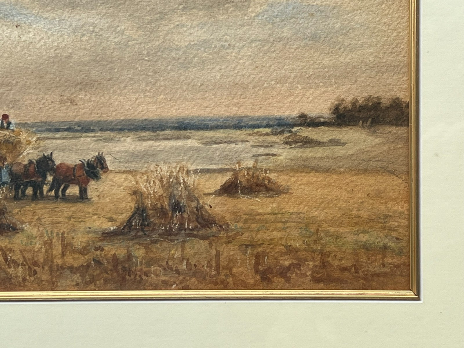 Original Harvest Scene Watercolour with RWS Stamp Manner of Henry John Kinnaird