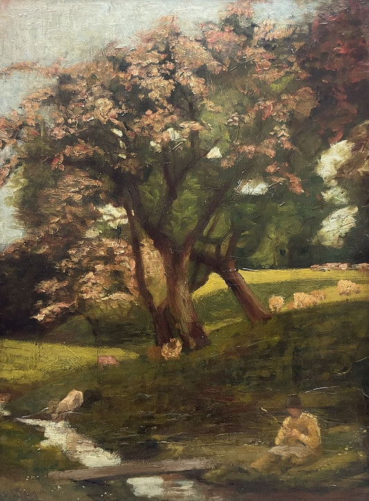 Francis S Walker RHA RE – Irish Oil on Board Stunning Blossom Landscape 45×60cm
