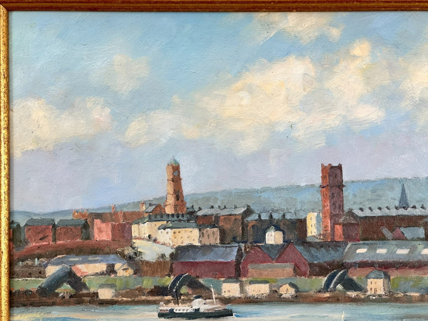 Keith Gardner RCA - River Mersey Birkenhead Ferry . Double sided Original Oil