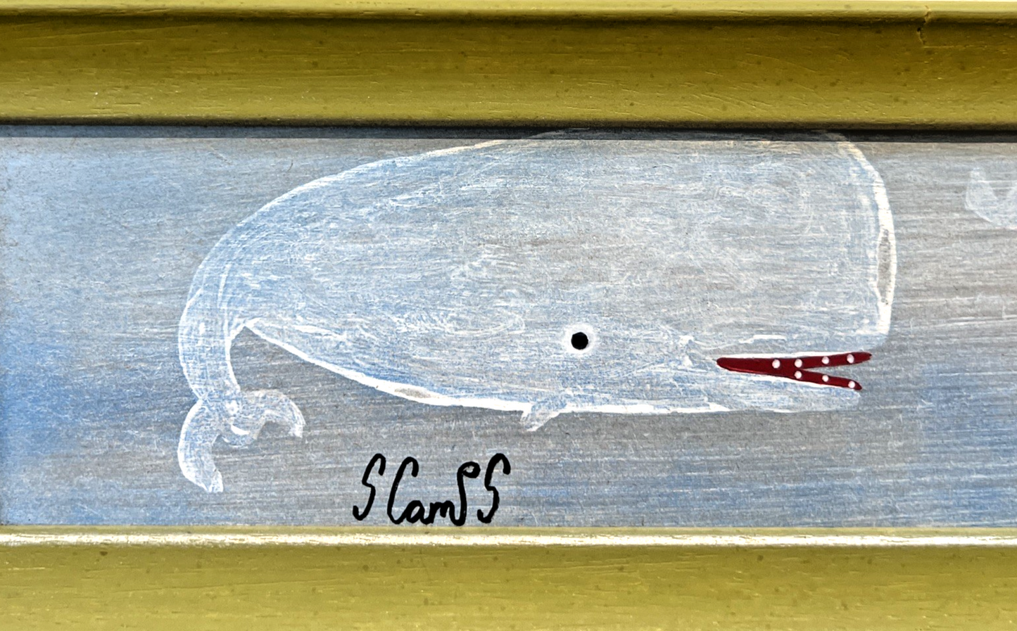 Steve Camps Beluga Whales 2025 Signed Cornish Contemporary Oil Board 8x60cm