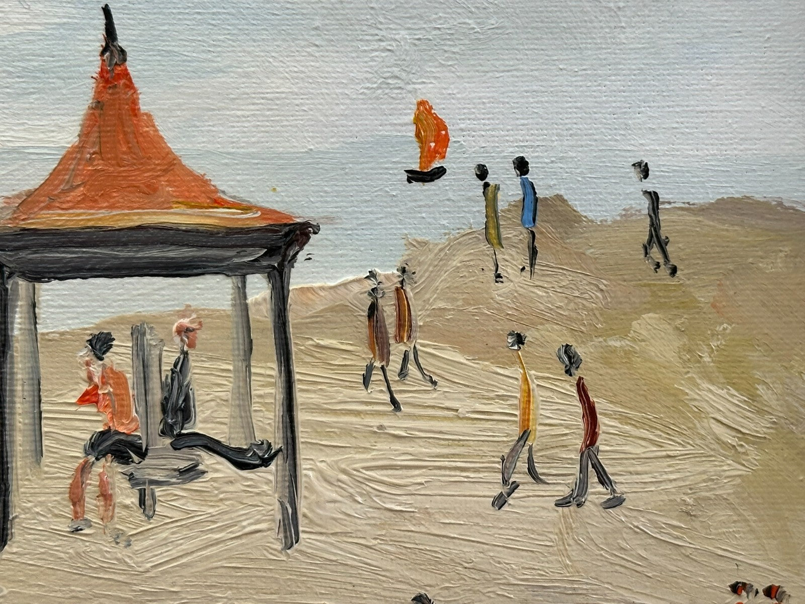 John Goodlad - Lowry Style Beach Scene - Original Northern Art Oil on Canvas