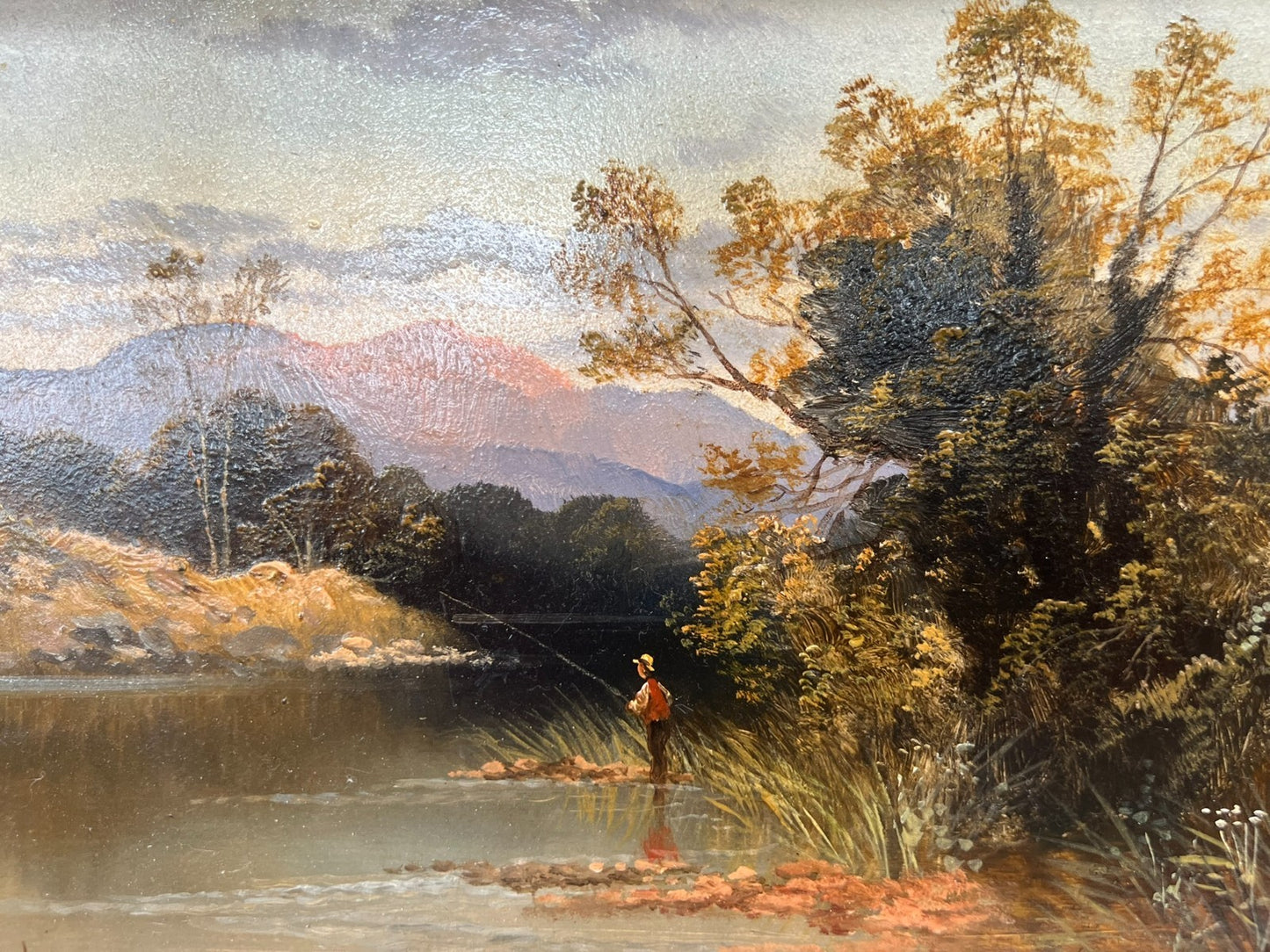 Pair of Original J. Howard Oil Paintings c.1880 Highland River Fishing Scenes