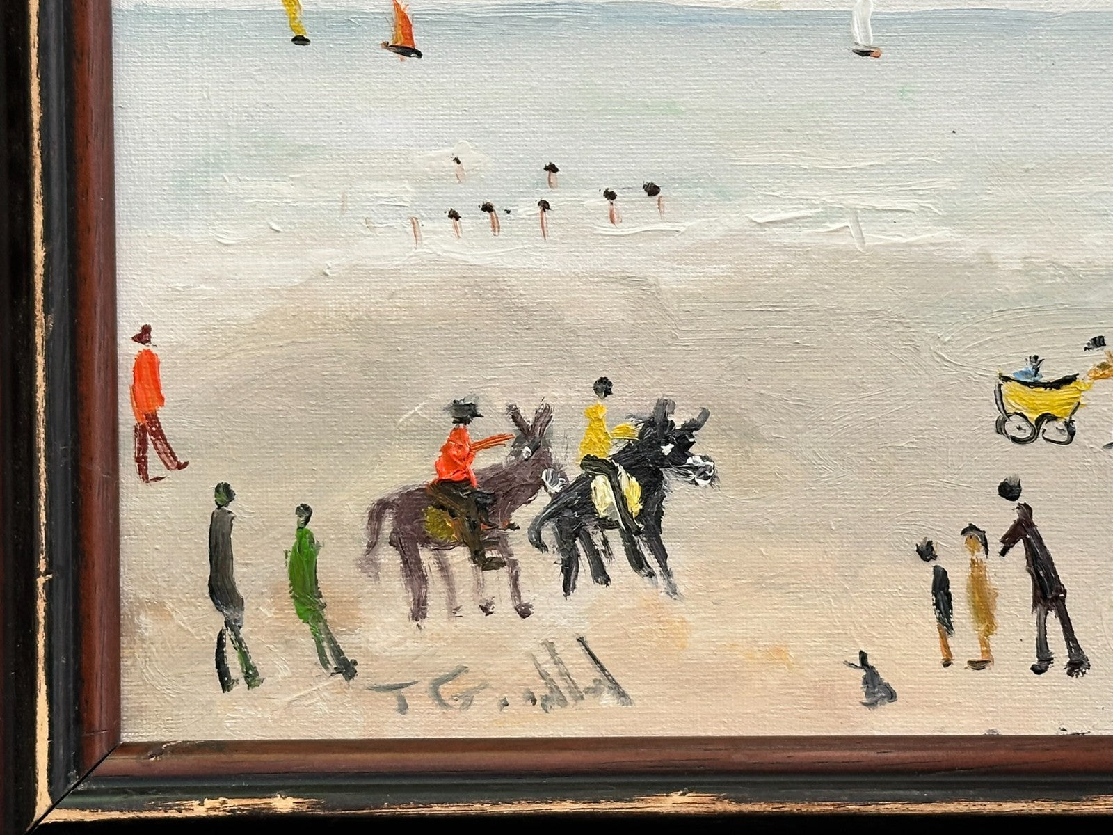 John Goodlad - Lowry Style Beach Scene - Original Northern Art Oil on Canvas