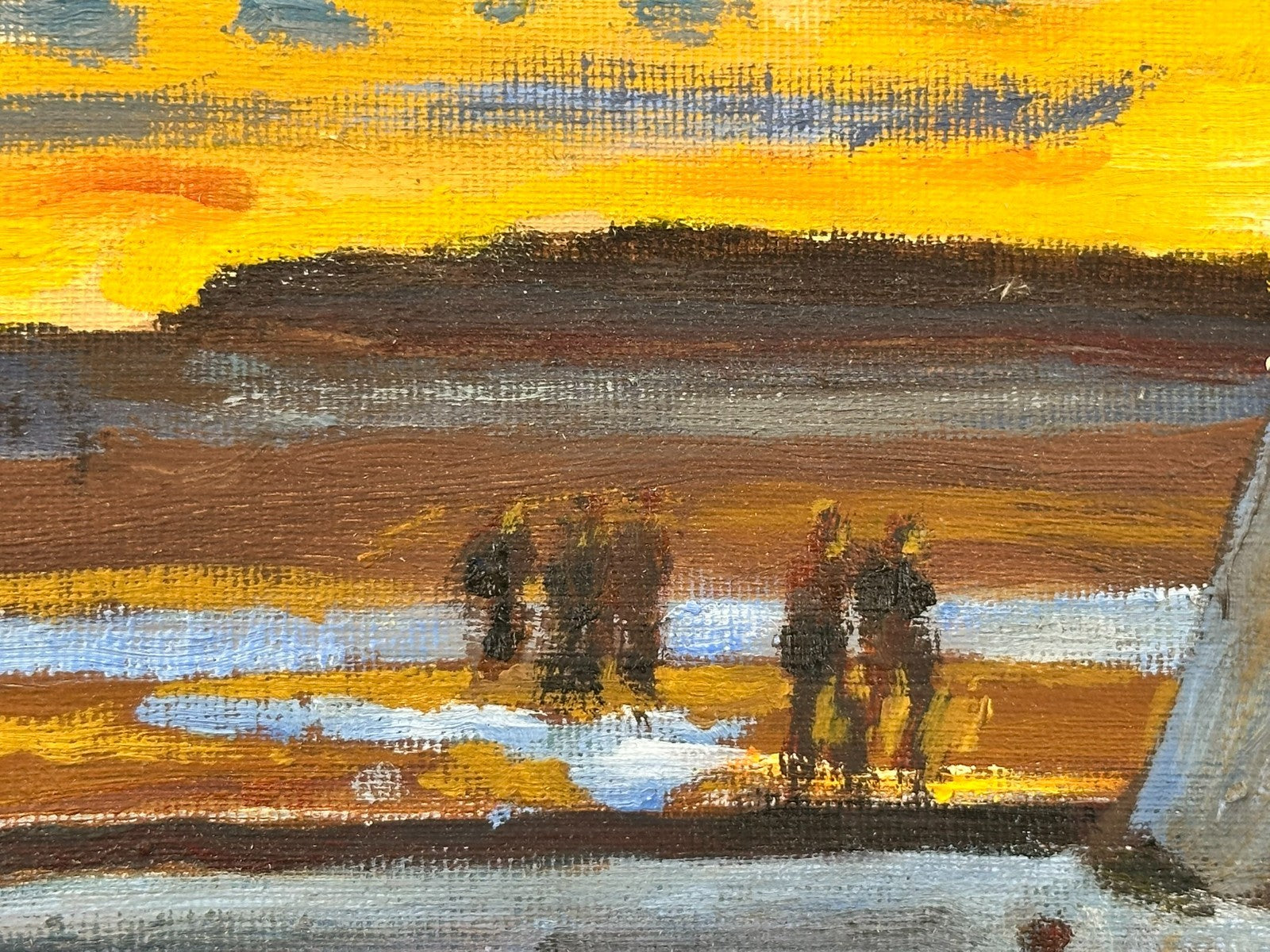 Keith Gardner RCA - Coastal Sunset . Original Oil Painting Harbour Boat Framed