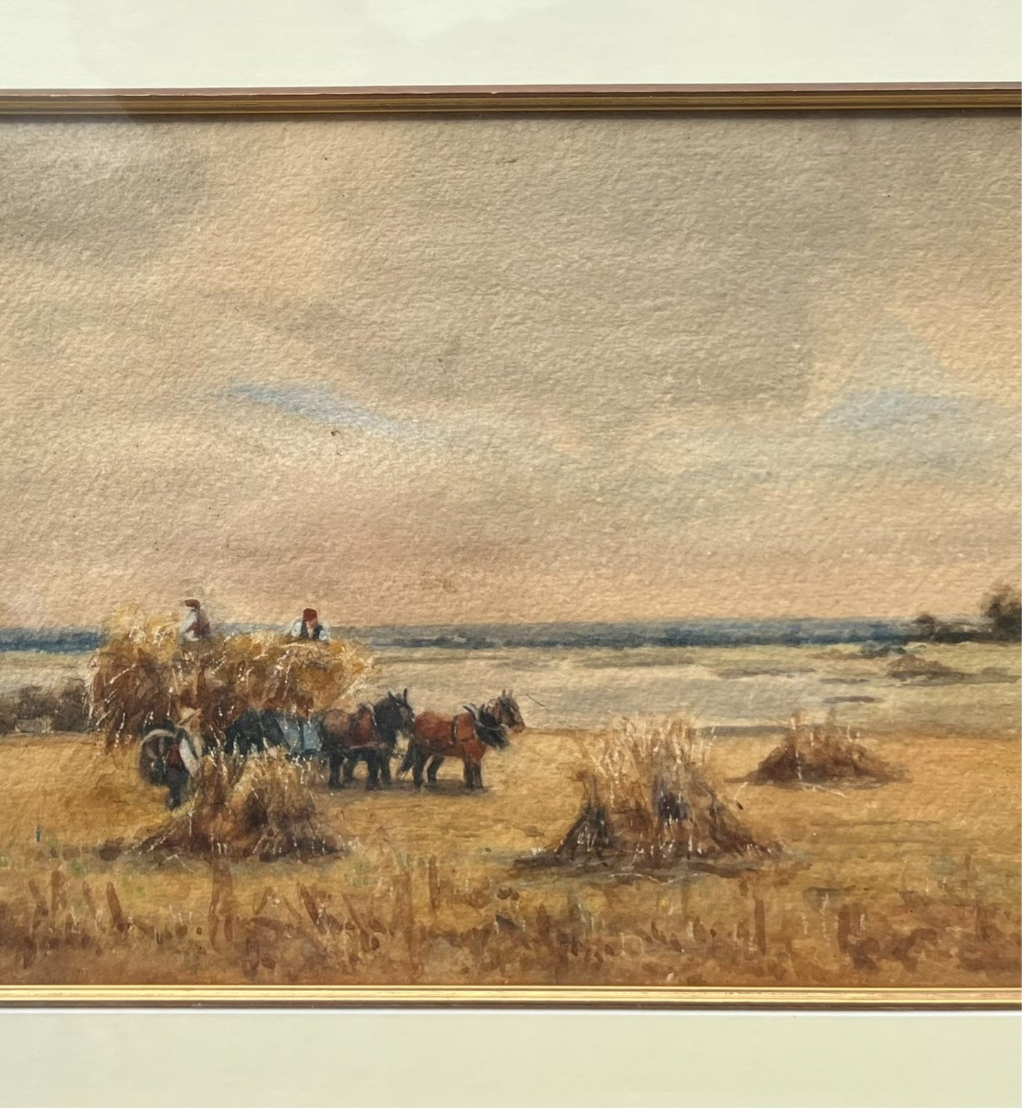 Original Harvest Scene Watercolour with RWS Stamp Manner of Henry John Kinnaird