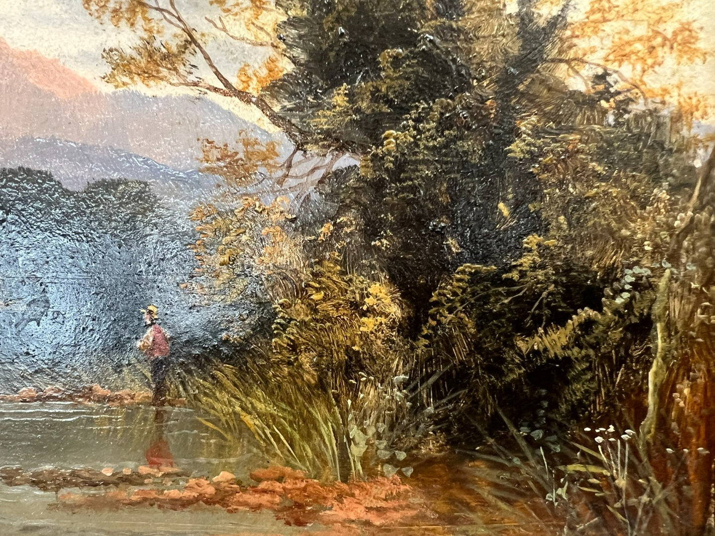 Pair of Original J. Howard Oil Paintings c.1880 Highland River Fishing Scenes