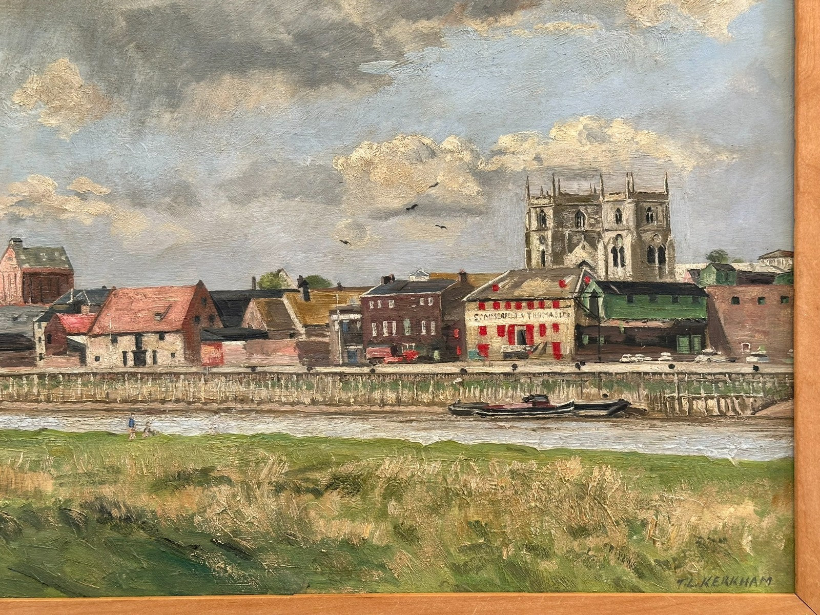 Original Thomas Kerkham Oil Painting -Slade School South Quay Kings Lynn Norfolk