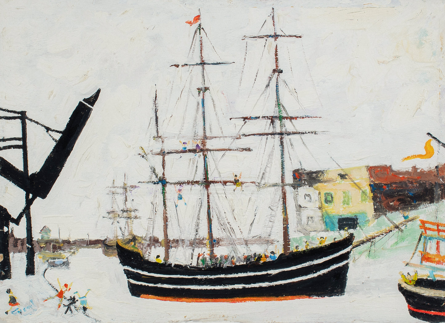 Simeon Stafford - Ship in Cornish Harbour, Oil on Board