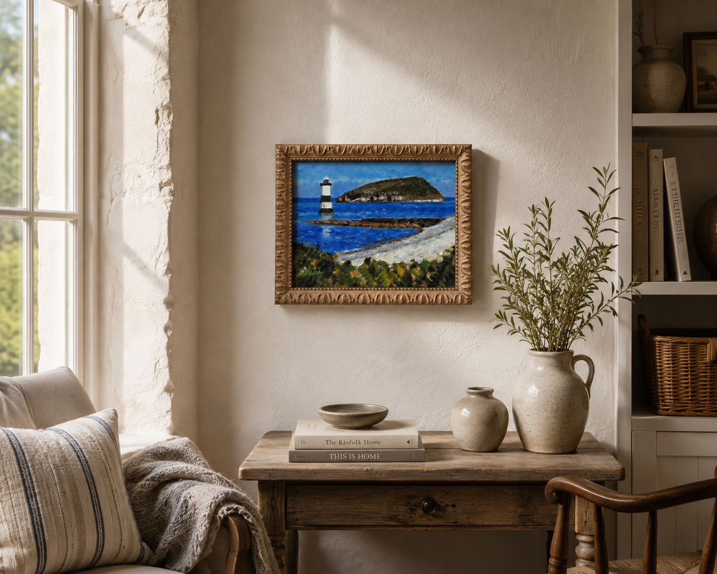 Keith Gardner RCA - Lighthouse & Puffin Island from Penmon - Oil on Board