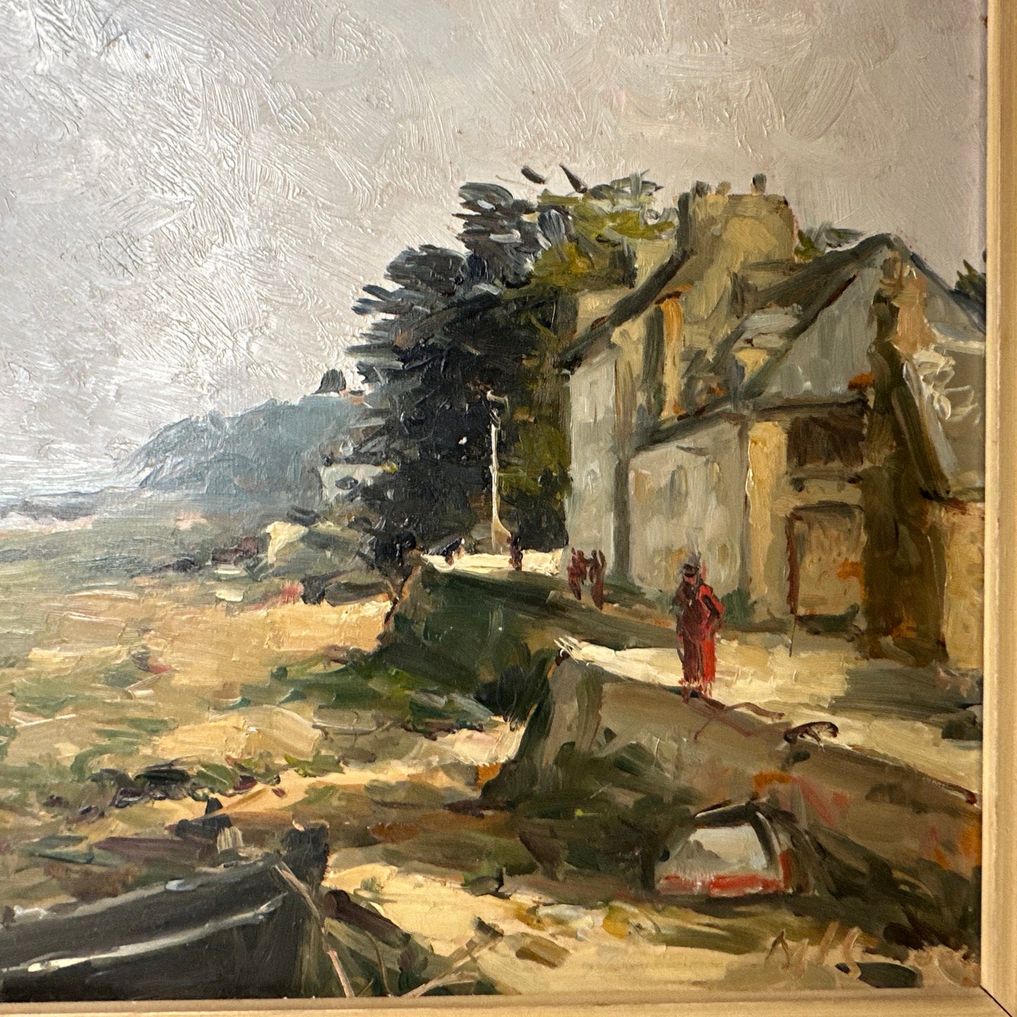 Claude Bils Oil Painting 'Low Tide' Estuary Scene Signed 28x35cm Framed