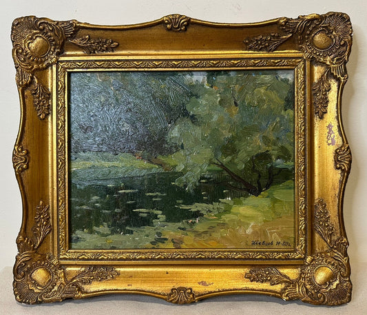 Nikolay Shevtsov 1950 Oil Painting River Landscape Soviet Russian Realism