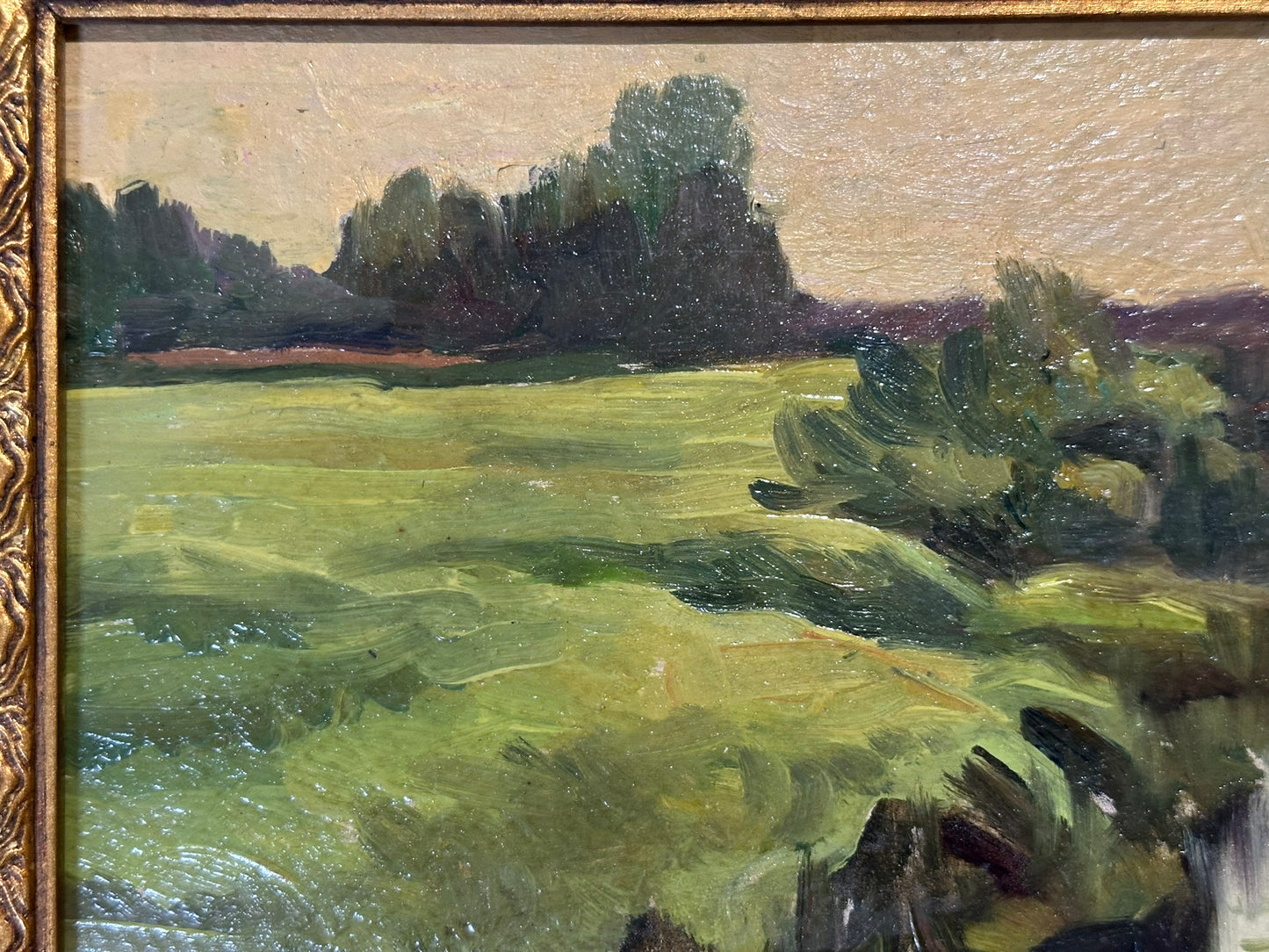 Nikolai Gorov "Beyond the Marsh" 1948 Beautiful Post War Soviet Painting