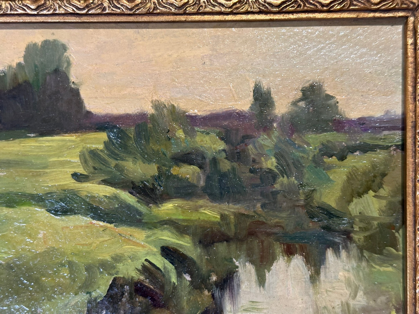 Nikolai Gorov "Beyond the Marsh" 1948 Beautiful Post War Soviet Painting