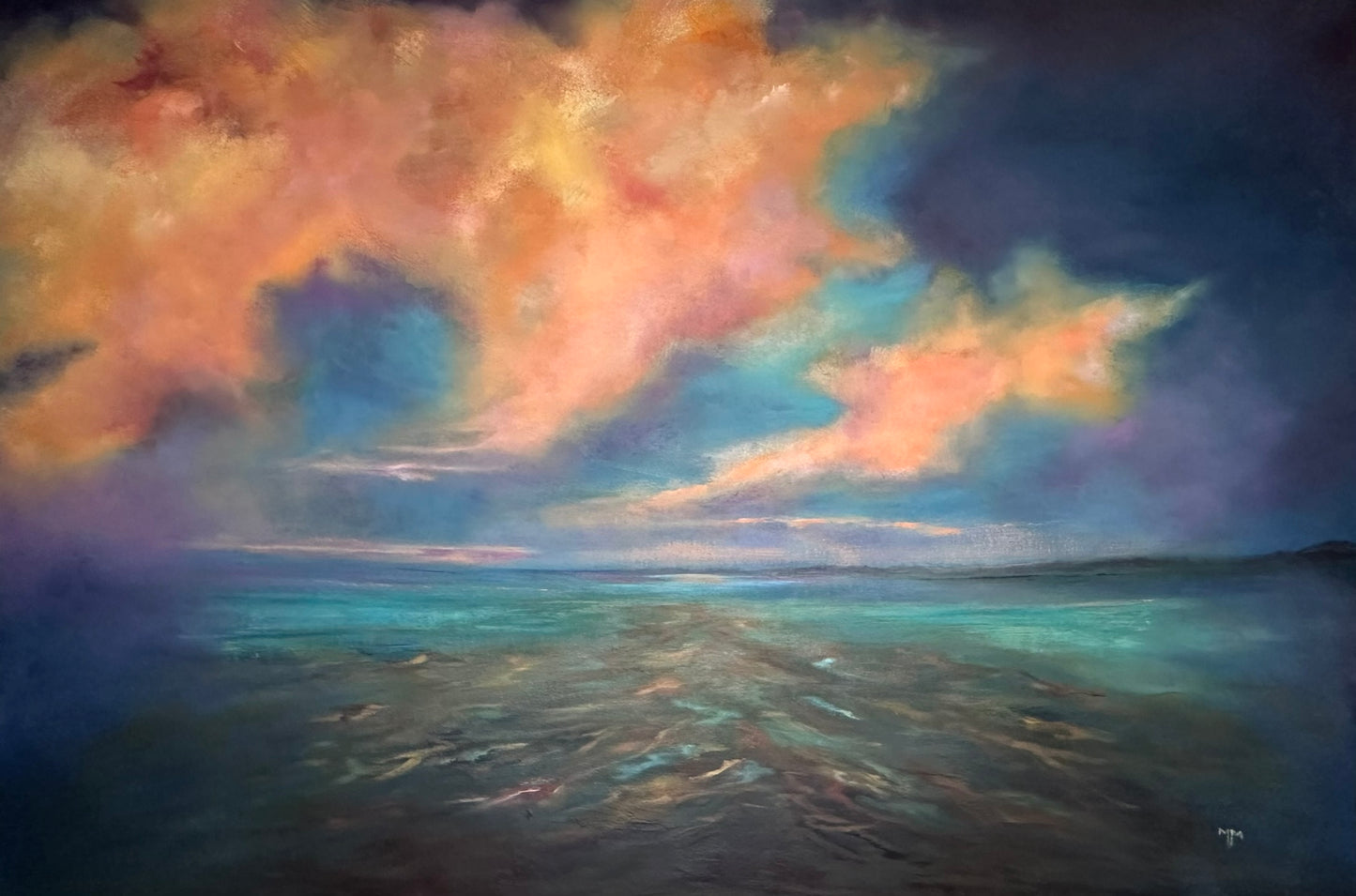 Meg Milne Beauly Firth Sunrise & Sunset - Pair of Large Scottish Coast Paintings