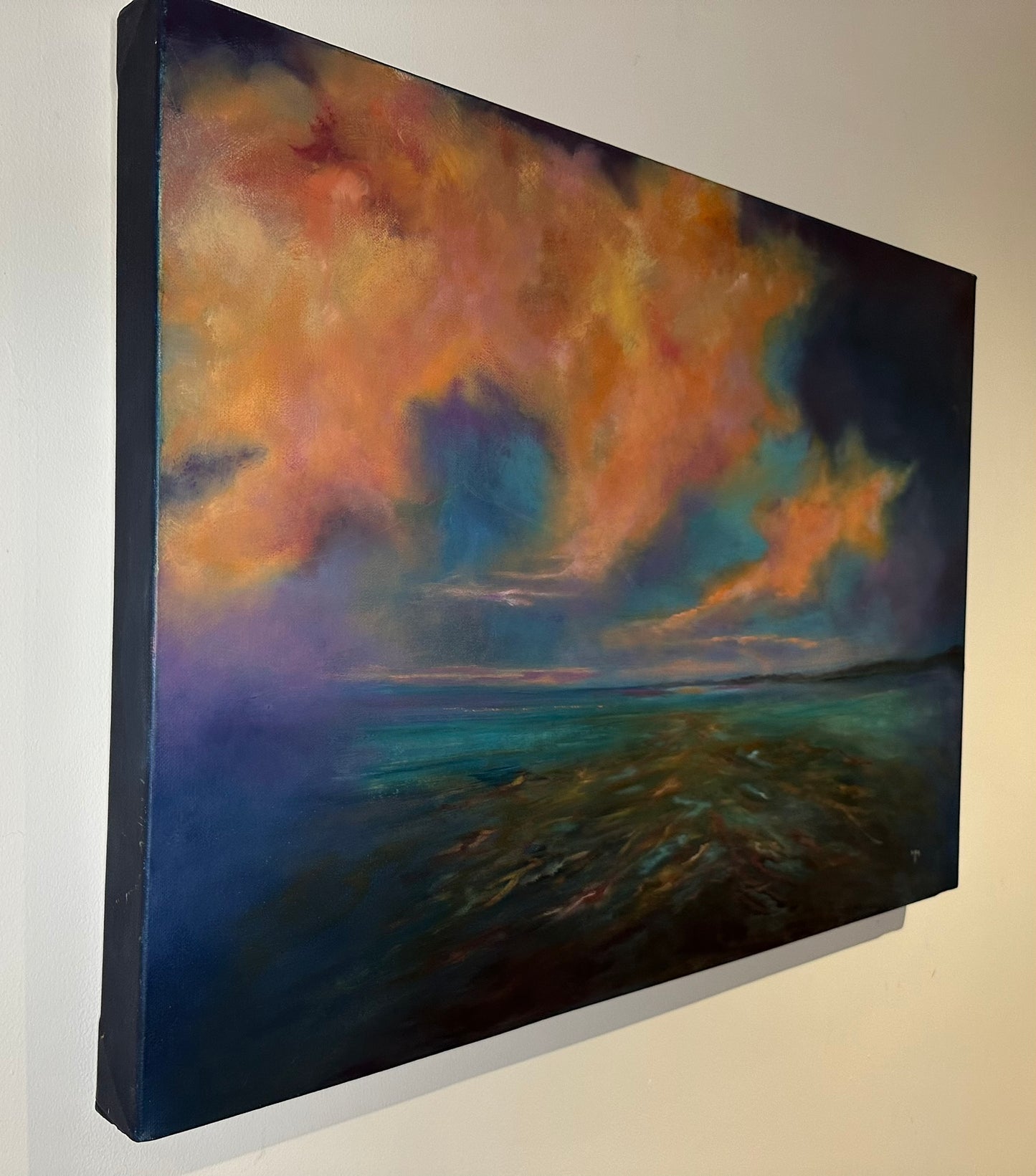 Meg Milne Beauly Firth Sunrise & Sunset - Pair of Large Scottish Coast Paintings
