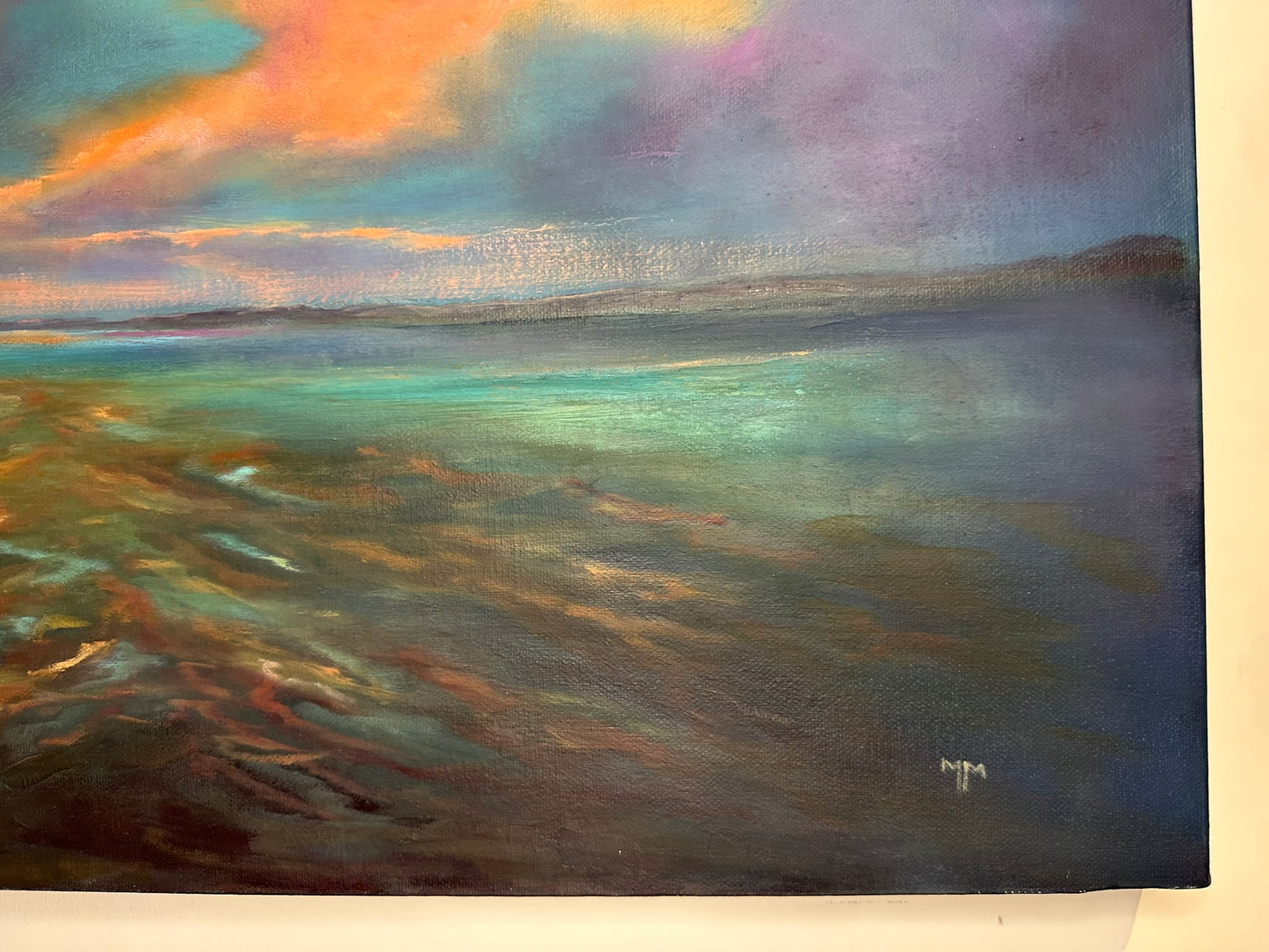 Meg Milne Beauly Firth Sunrise & Sunset - Pair of Large Scottish Coast Paintings