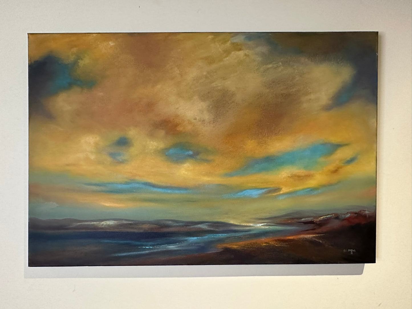 Meg Milne Beauly Firth Sunrise & Sunset - Pair of Large Scottish Coast Paintings