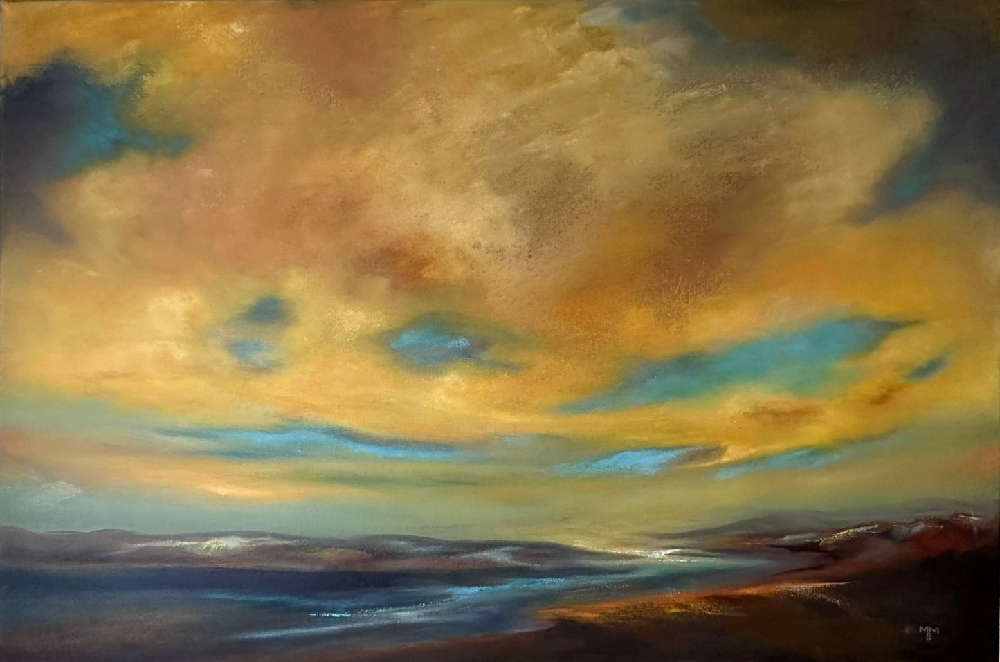 Meg Milne Beauly Firth Sunrise & Sunset - Pair of Large Scottish Coast Paintings