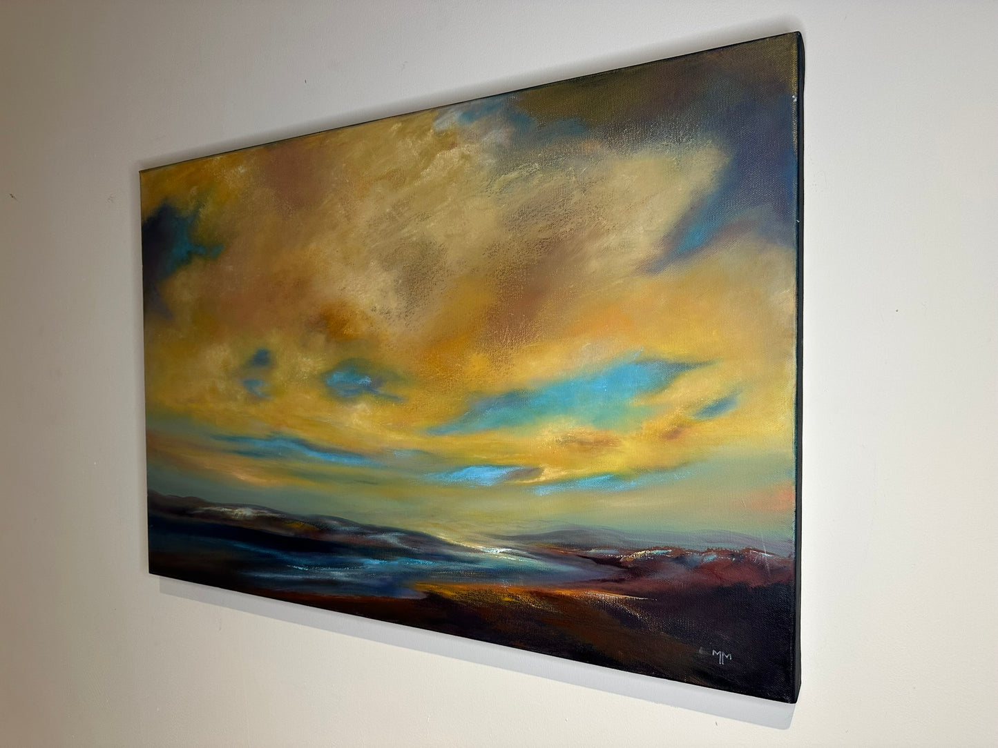 Meg Milne Beauly Firth Sunrise & Sunset - Pair of Large Scottish Coast Paintings