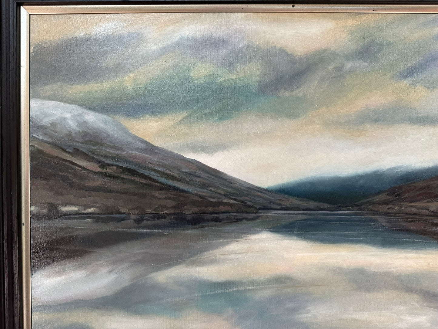 Tom Barron "Looking East Down Loch Voil" Scottish Loch Large Oil 80x80 cm Framed