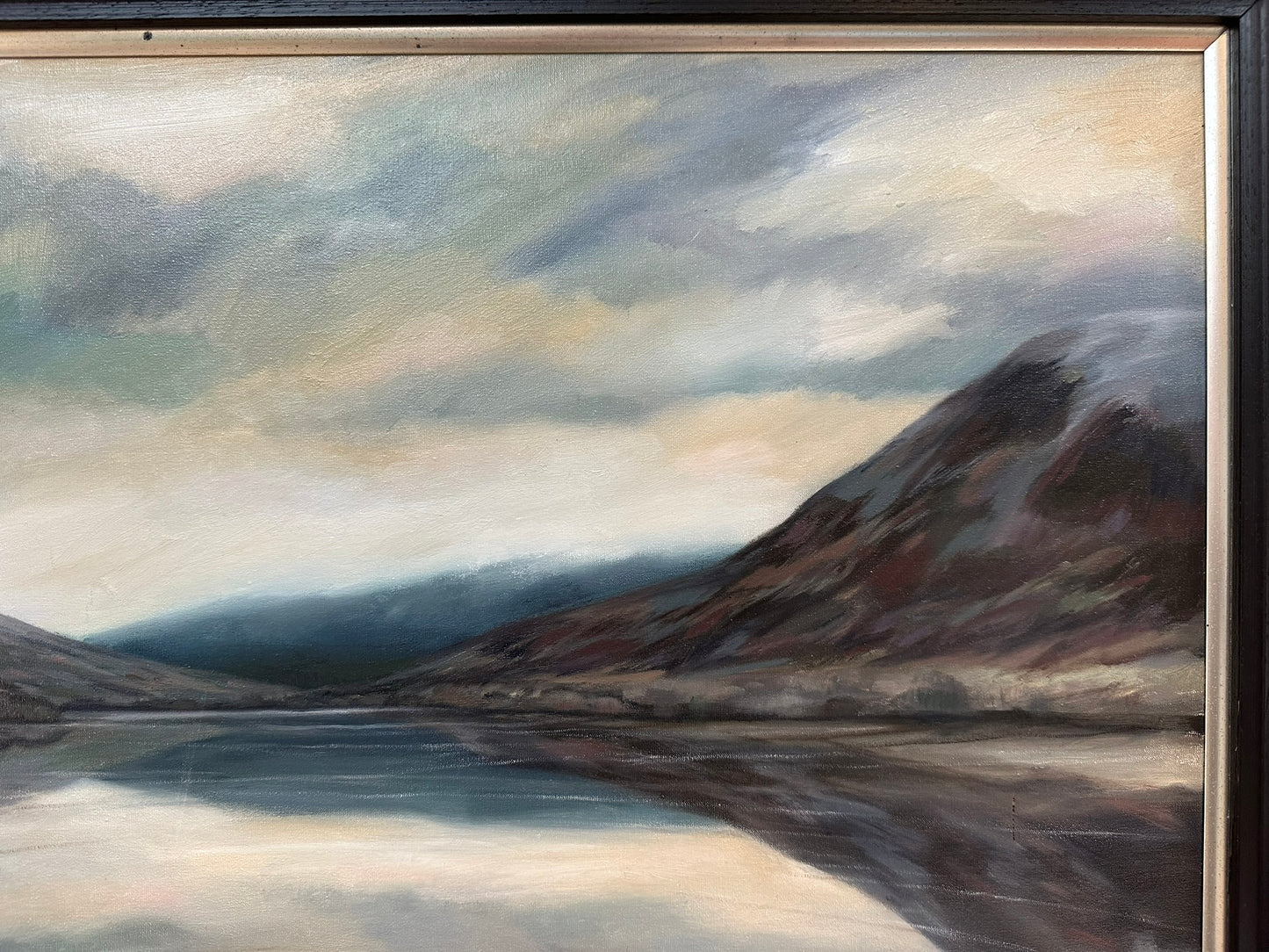 Tom Barron "Looking East Down Loch Voil" Scottish Loch Large Oil 80x80 cm Framed