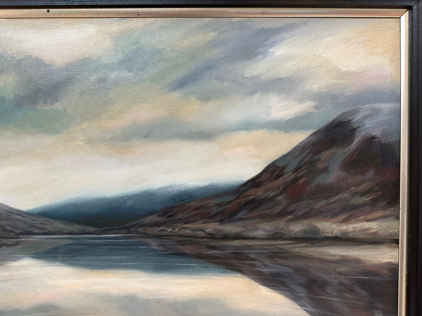 Tom Barron "Looking East Down Loch Voil" Scottish Loch Large Oil 80x80 cm Framed