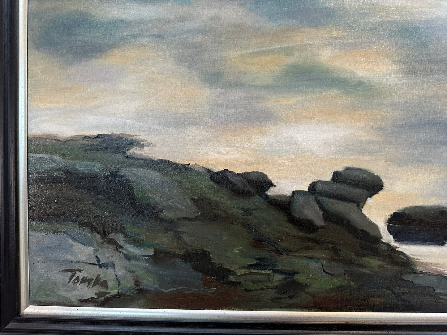Tom Barron "Looking East Down Loch Voil" Scottish Loch Large Oil 80x80 cm Framed
