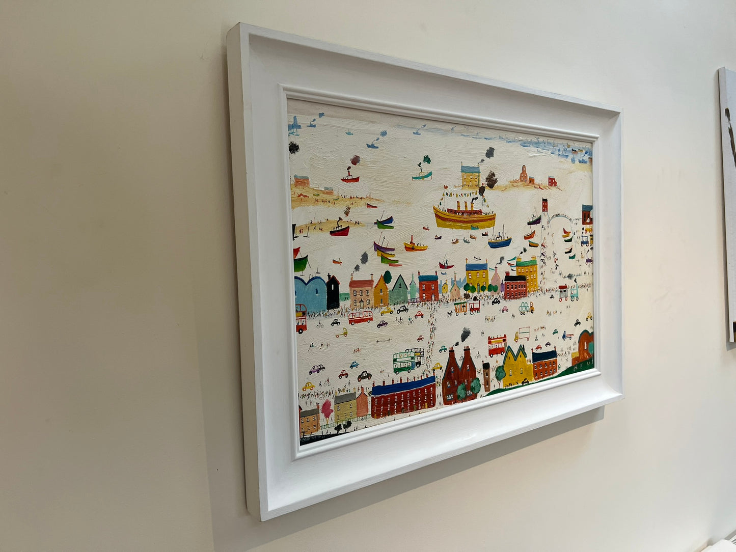 Simeon Stafford - Large Oil Painting - Coastal Town , Northern School 50 x 75cm