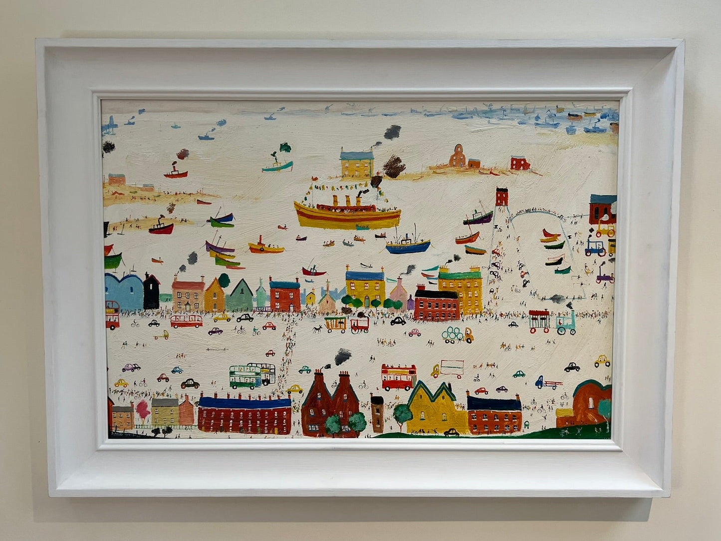 Simeon Stafford - Large Oil Painting - Coastal Town , Northern School 50 x 75cm