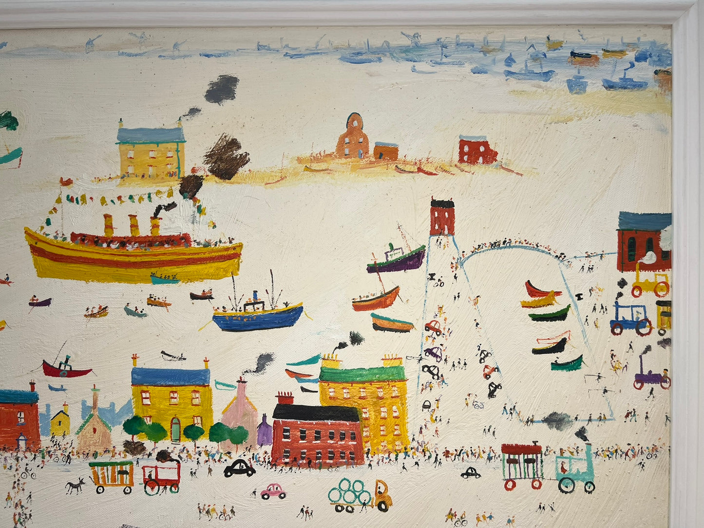 Simeon Stafford - Large Oil Painting - Coastal Town , Northern School 50 x 75cm