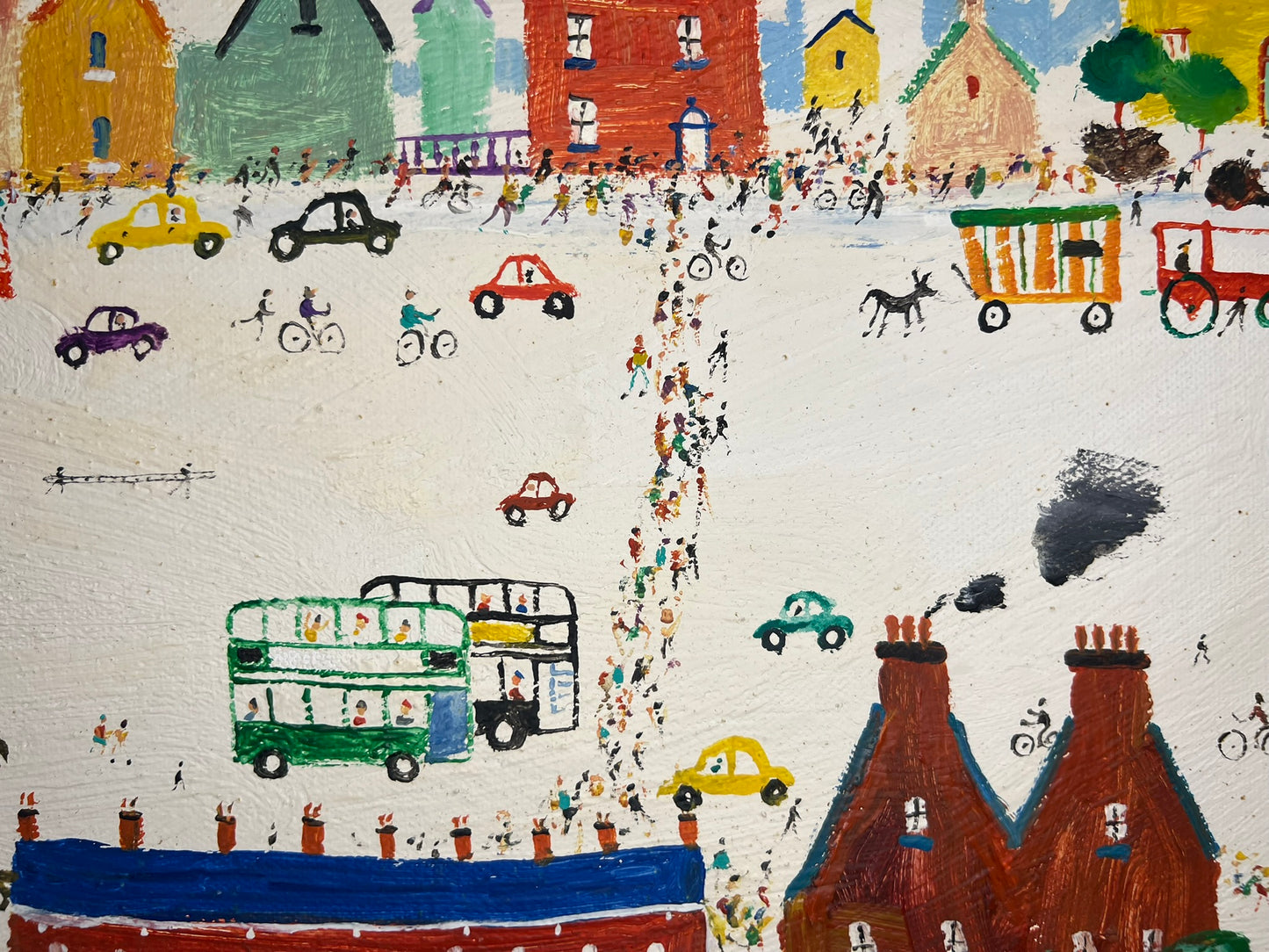 Simeon Stafford - Large Oil Painting - Coastal Town , Northern School 50 x 75cm