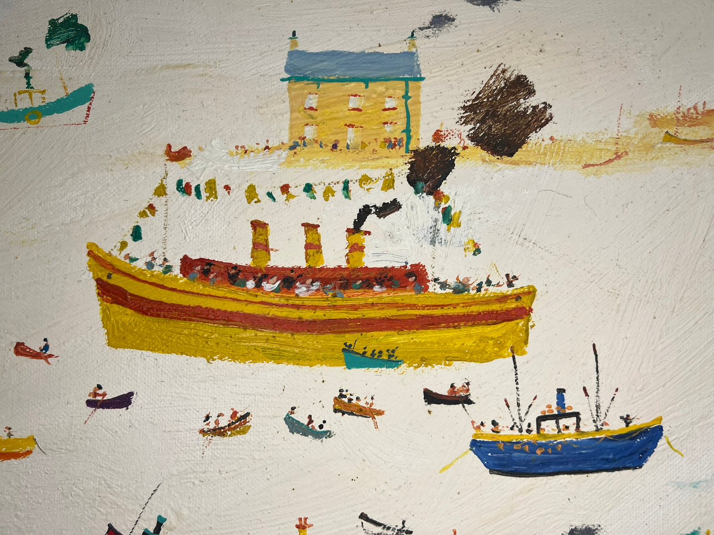 Simeon Stafford - Large Oil Painting - Coastal Town , Northern School 50 x 75cm