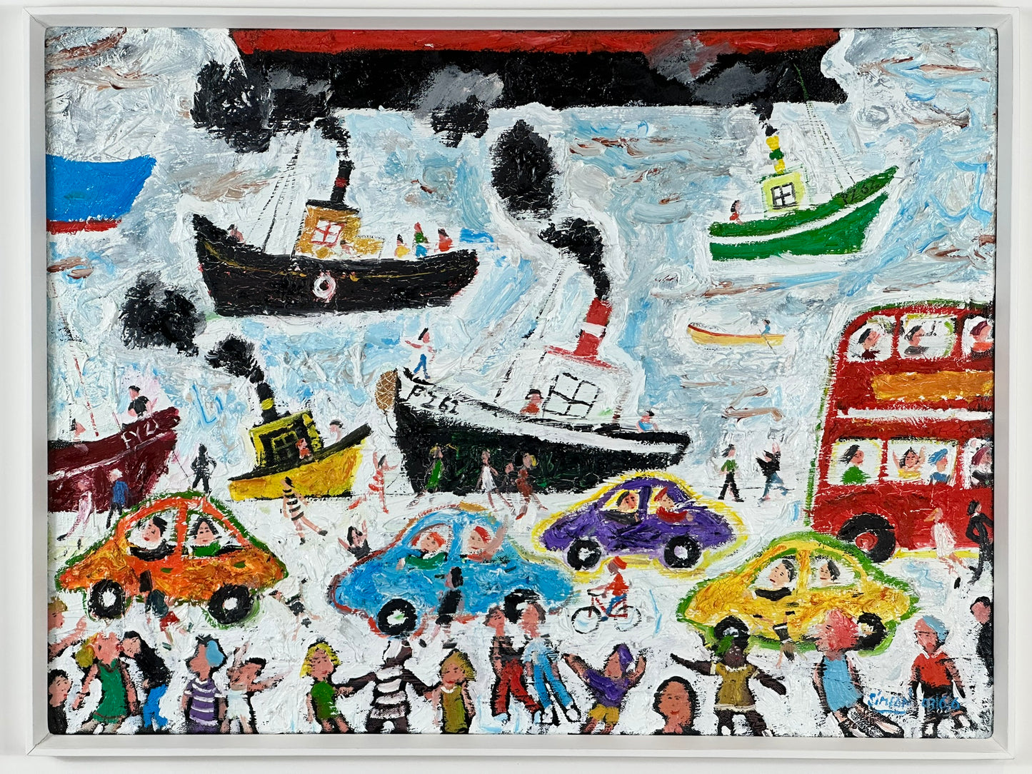 Simeon Stafford (British, b.1956) - Harbour Scene and Red Bus