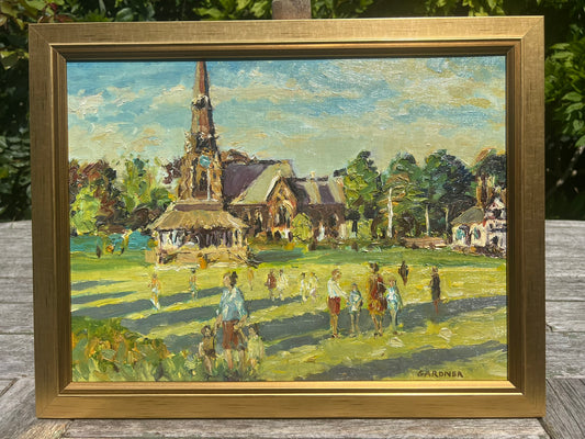 Keith Gardner RCA Framed Oil Painting Thornton Hough Church Common Signed 40x30c