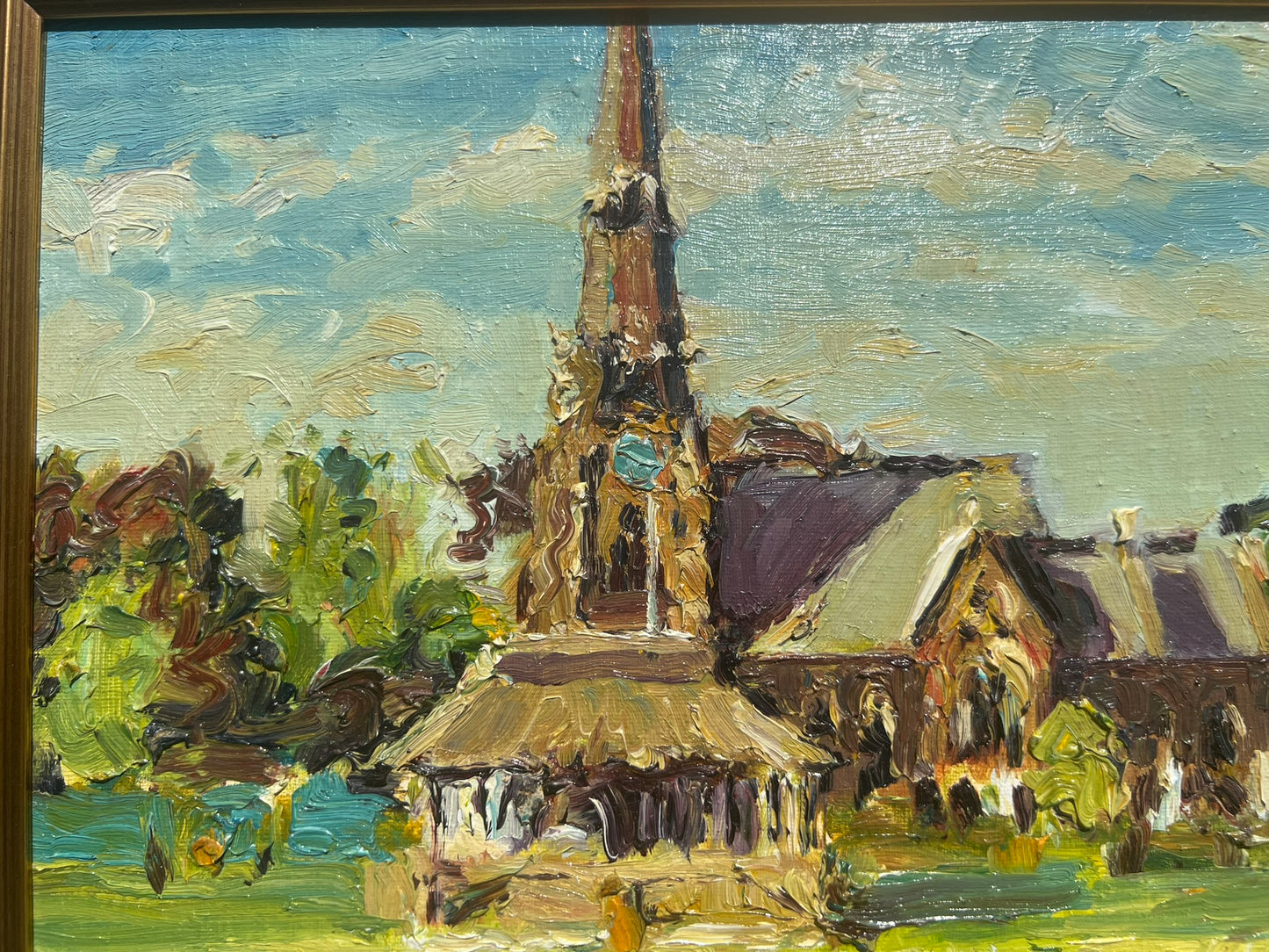 Keith Gardner RCA Framed Oil Painting Thornton Hough Church Common Signed 40x30c