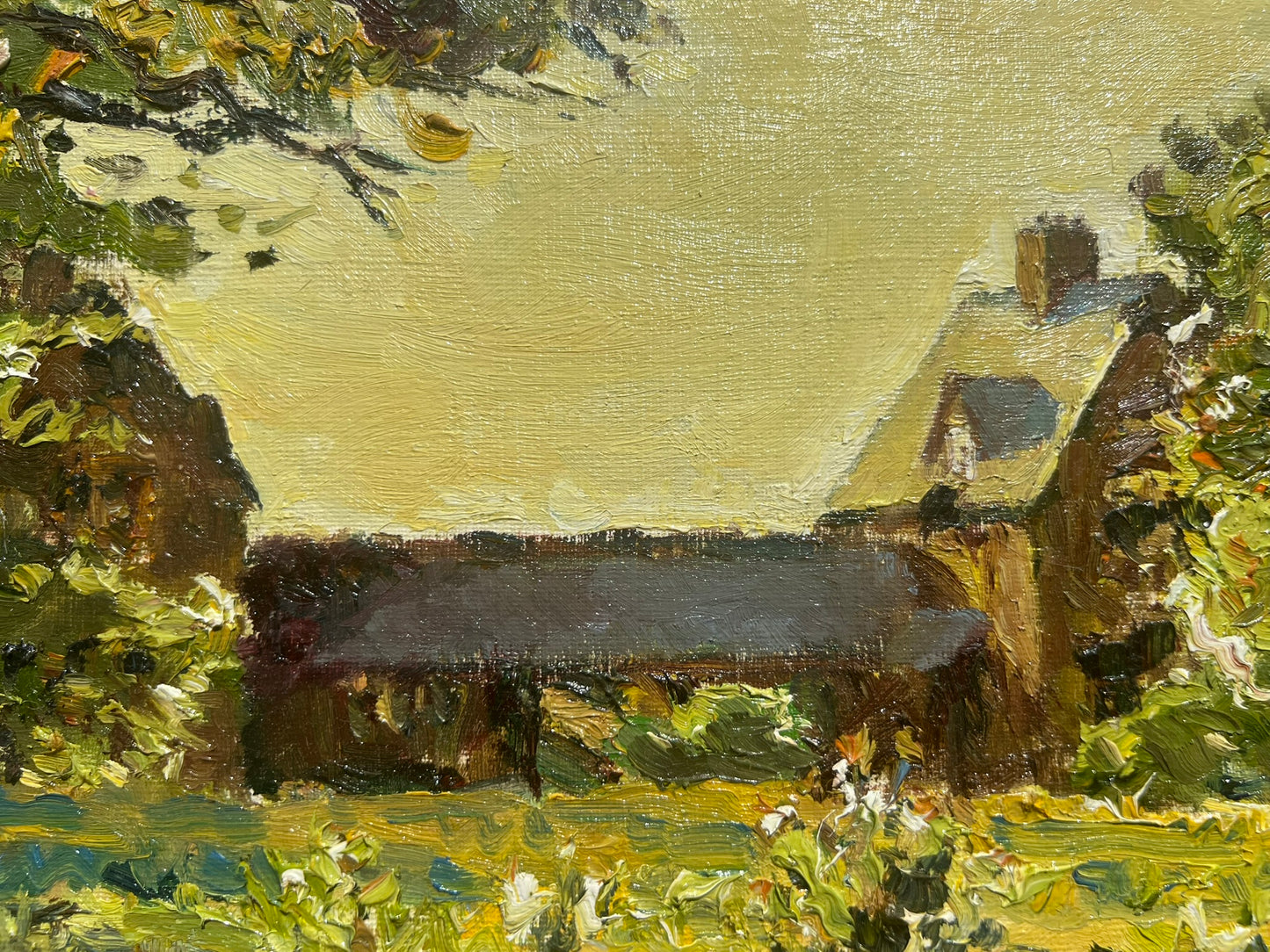 Keith Gardner RCA Landican Fields and Houses 40x30cm