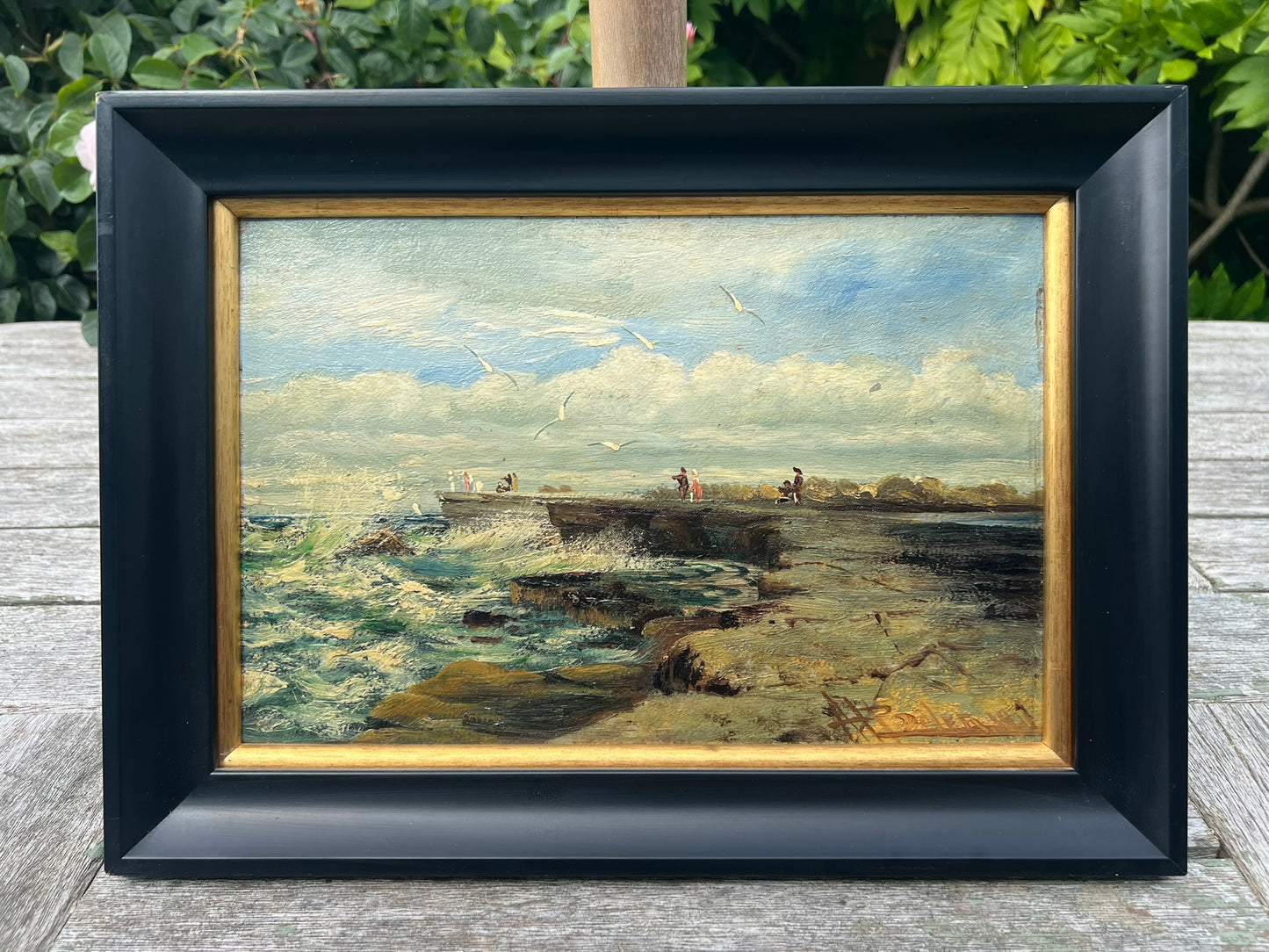 A E Boler (British 1865-1938) Pair 1917 Signed Coastal Oil on Board 31x21cm Each