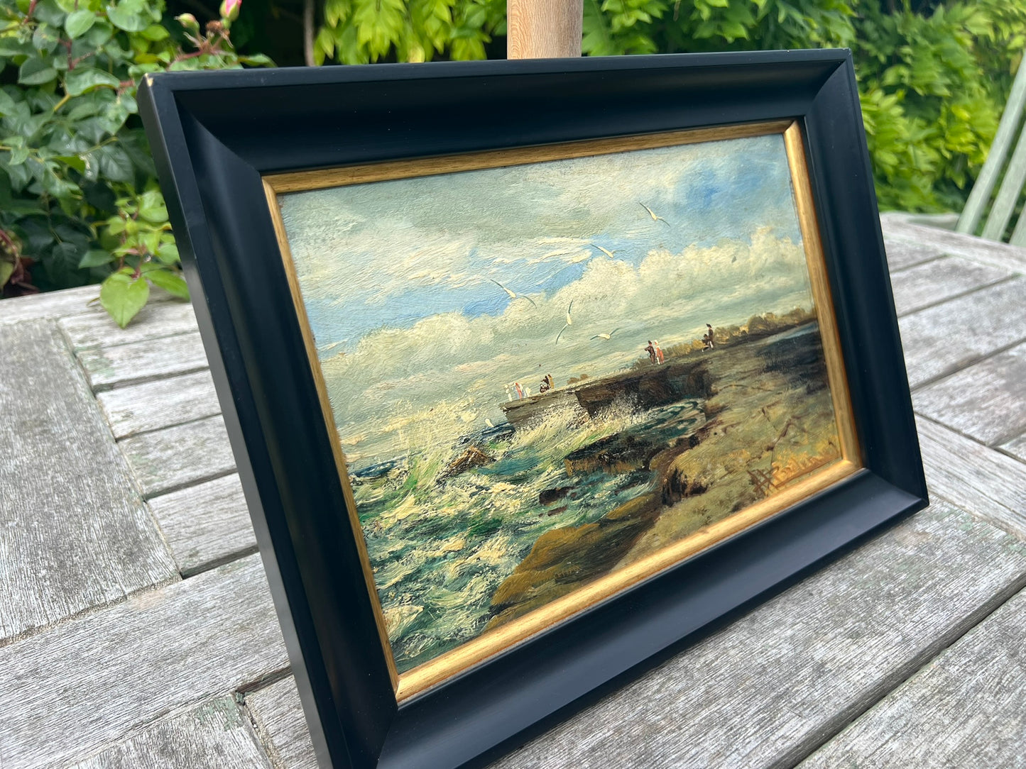 A E Boler (British 1865-1938) Pair 1917 Signed Coastal Oil on Board 31x21cm Each
