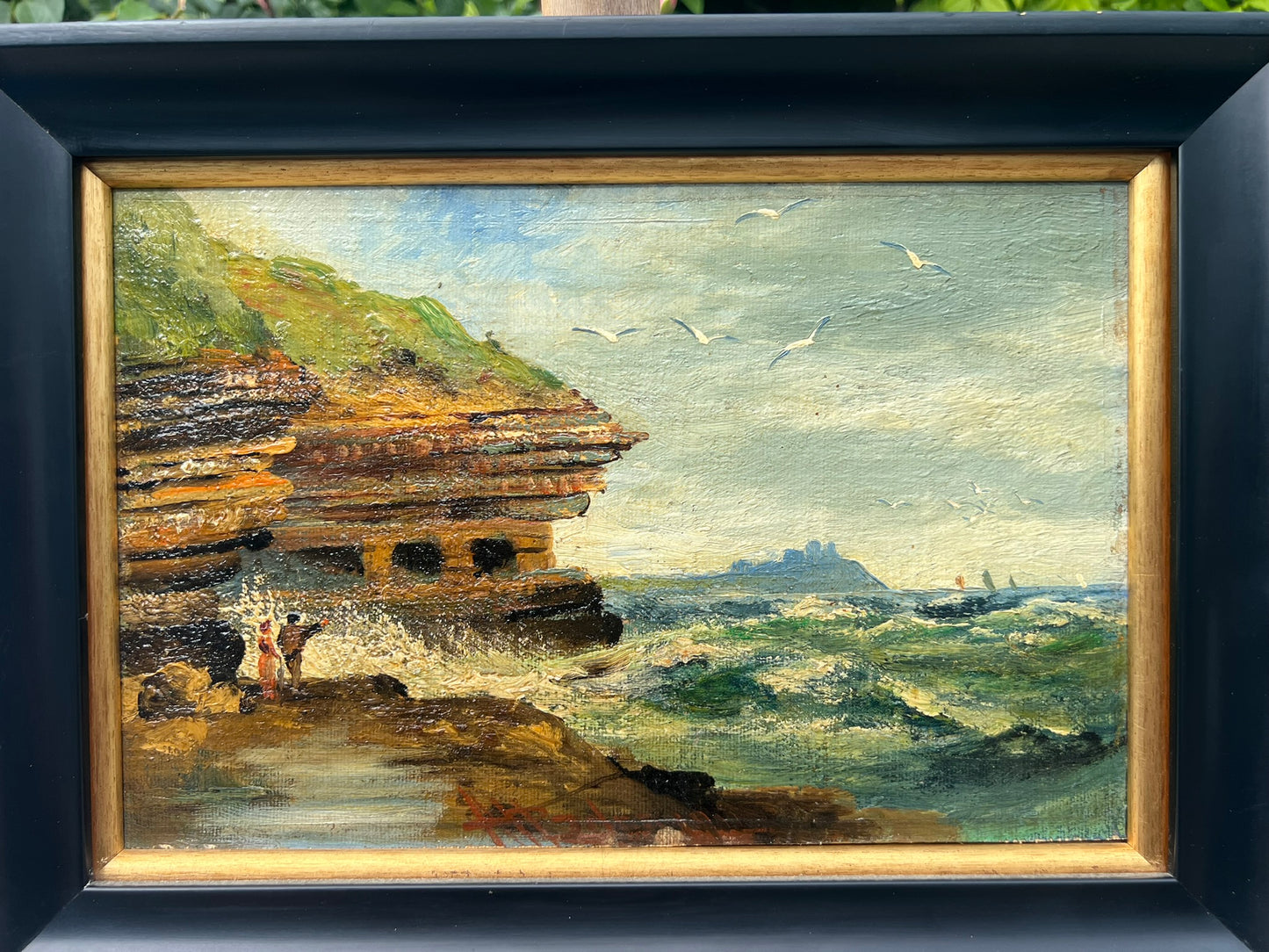 A E Boler (British 1865-1938) Pair 1917 Signed Coastal Oil on Board 31x21cm Each