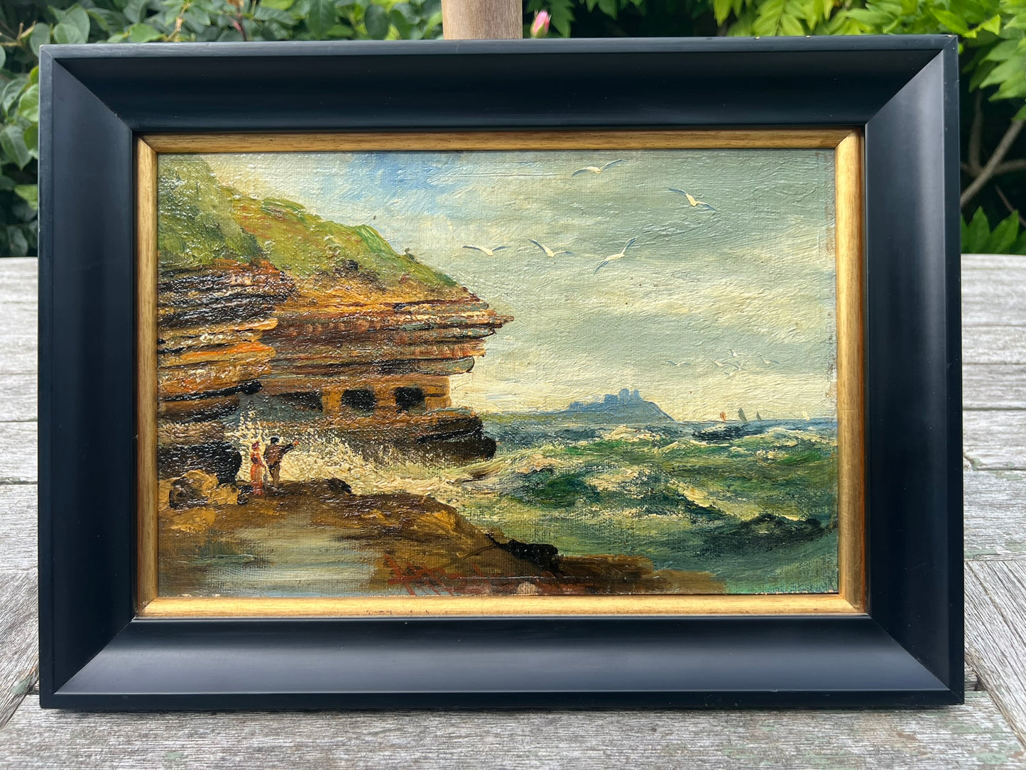 A E Boler (British 1865-1938) Pair 1917 Signed Coastal Oil on Board 31x21cm Each