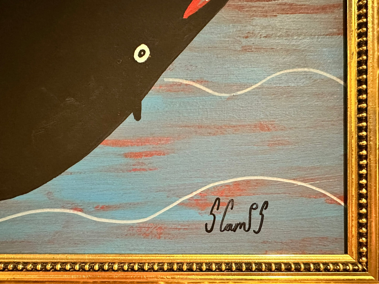 Steve Camps Original Oil Painting "Whale Boat Lighthouse" Naive Cornish Art