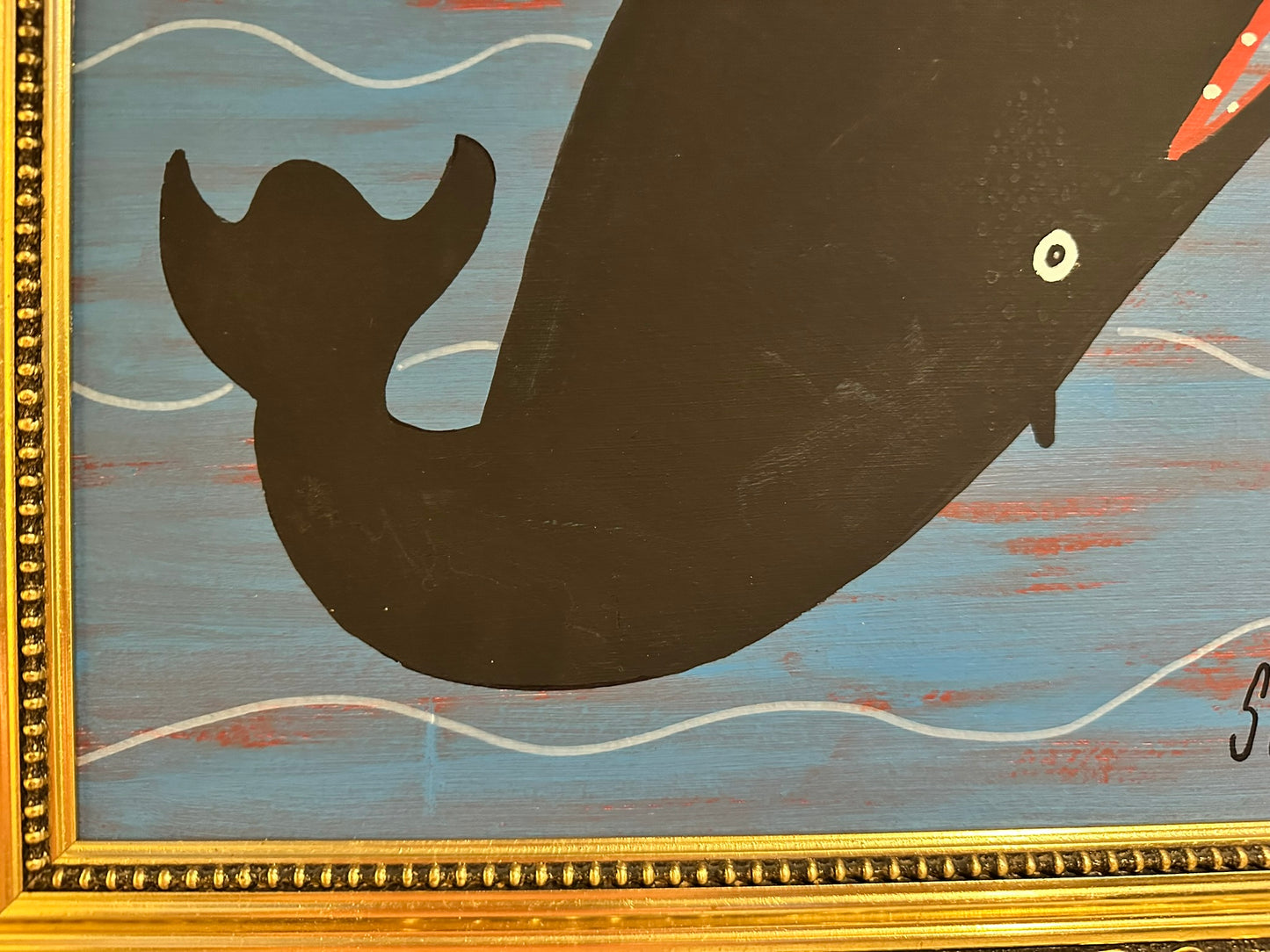 Steve Camps Original Oil Painting "Whale Boat Lighthouse" Naive Cornish Art