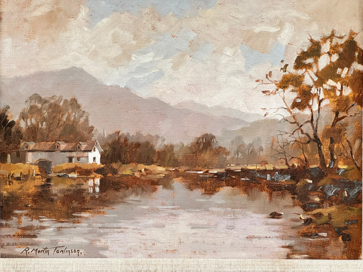 Robert Martin Tomlinson - The Boathouse, Brathay, Estuary - Oil on Canvas