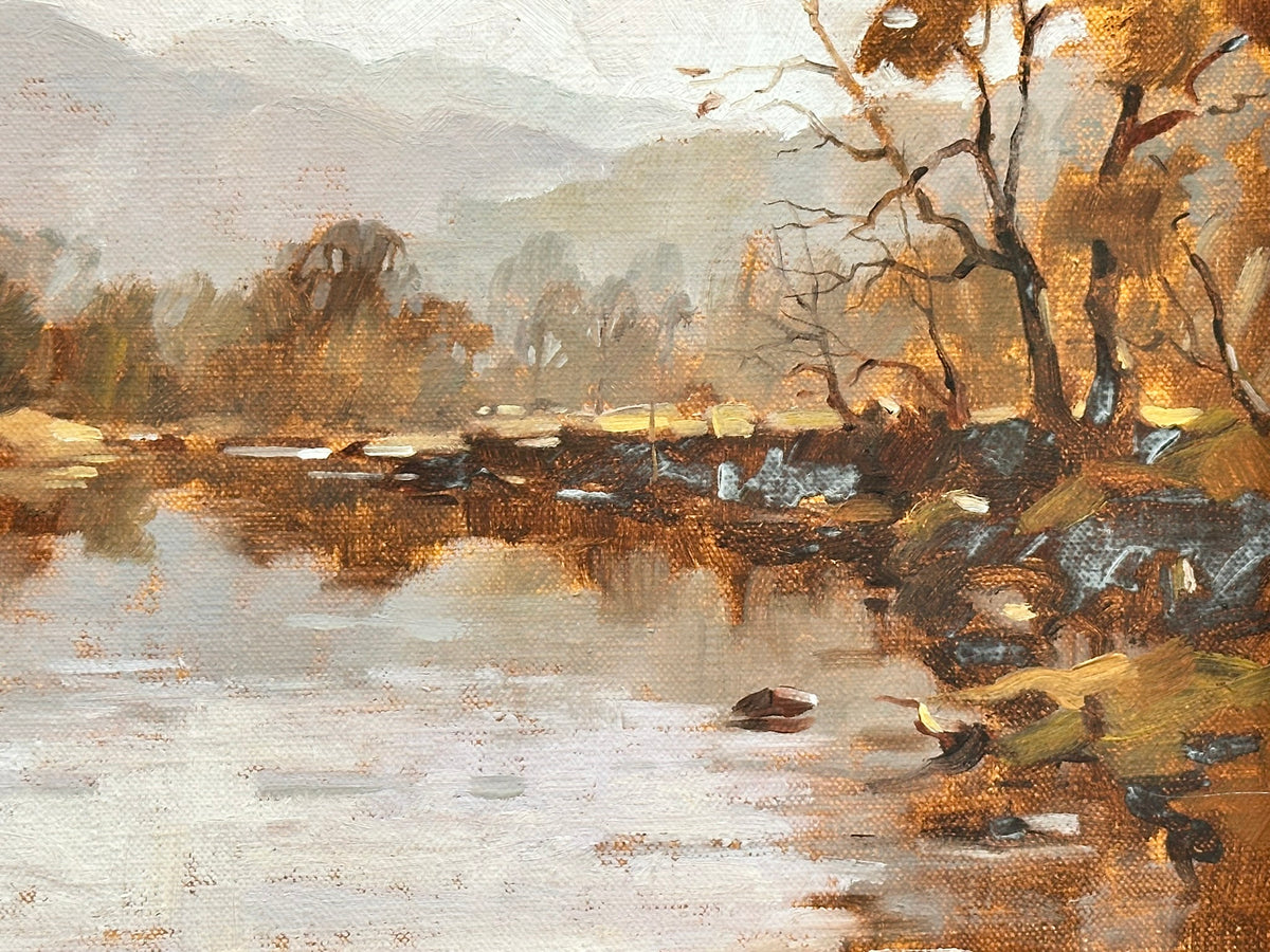 Robert Martin Tomlinson - The Boathouse, Brathay, Estuary - Oil on Canvas
